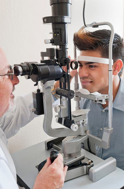 Man getting eye exam at Premier Eyecare Associates